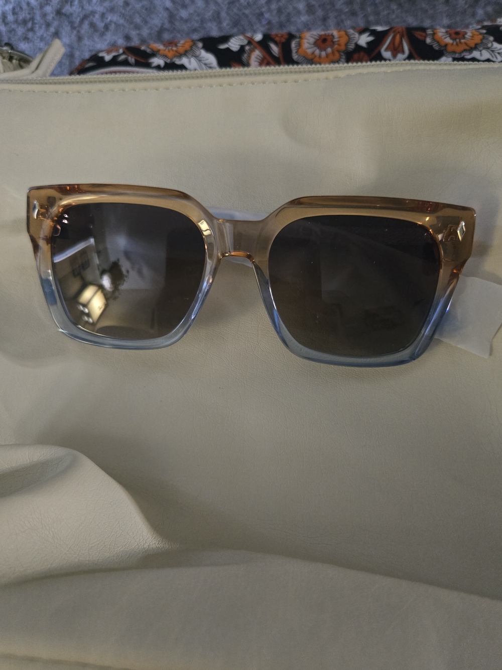 Bircen Gradient Square Frame Sunglasses - Brown to Blue